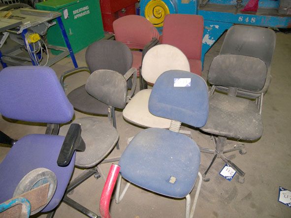 Qty various upholstered / plastic chairs - Located...