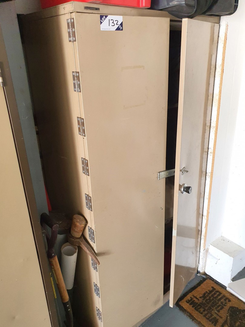 2 door brown metal storage cupboard inc: various b...