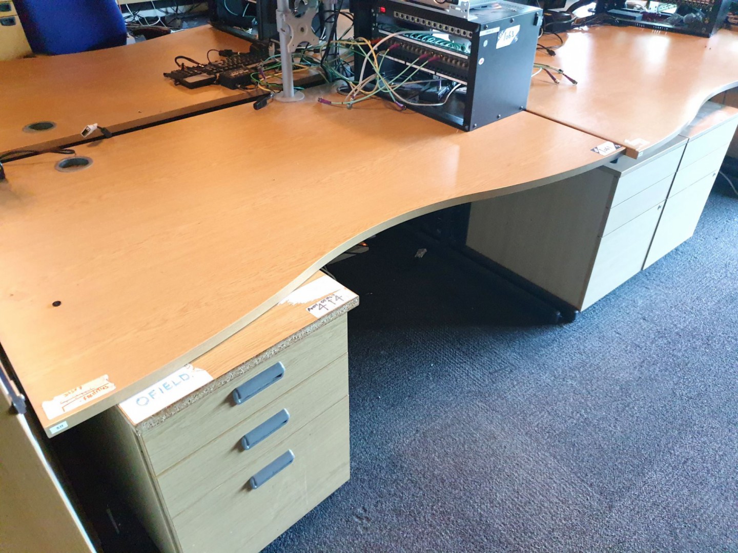 AMEND: Should Read '3x light oak wavey office desk...