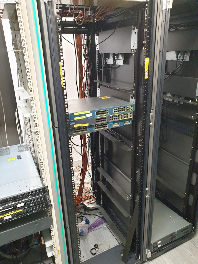 2x black mobile server racks