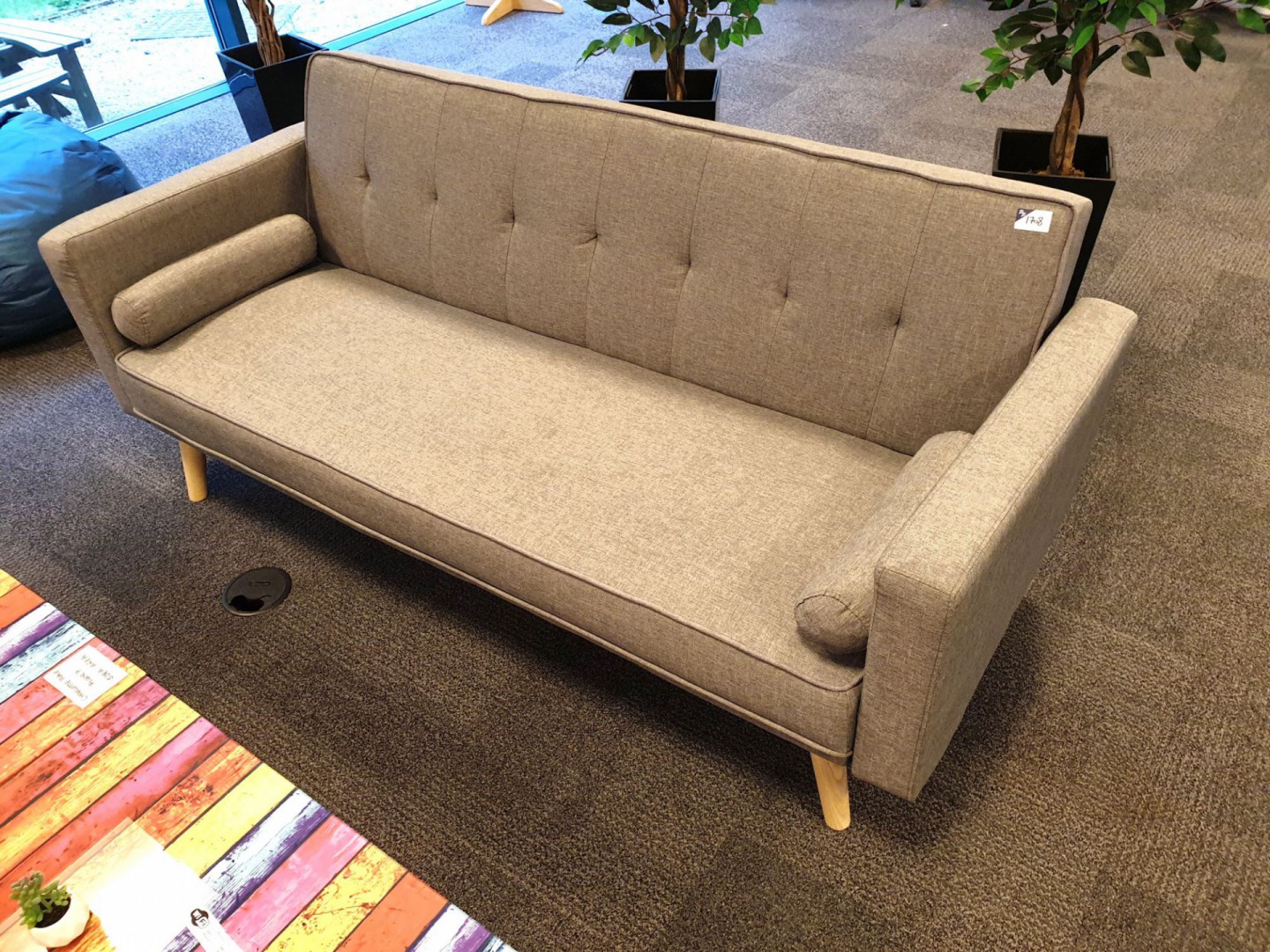 Grey upholstered 3 seater sofa bed, 1900mm wide