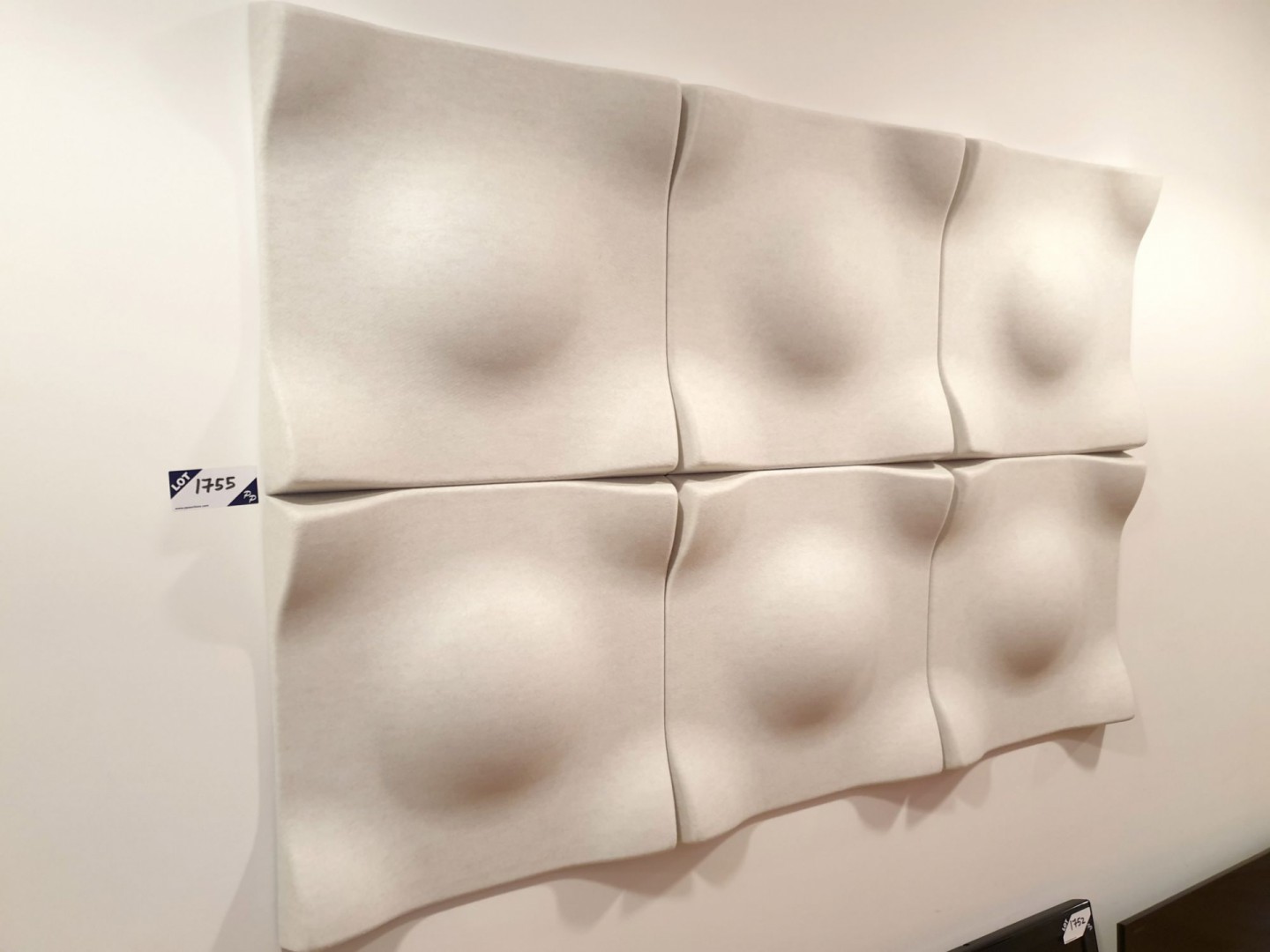 12x light grey fabric wall deco art, 570x570mm eac...