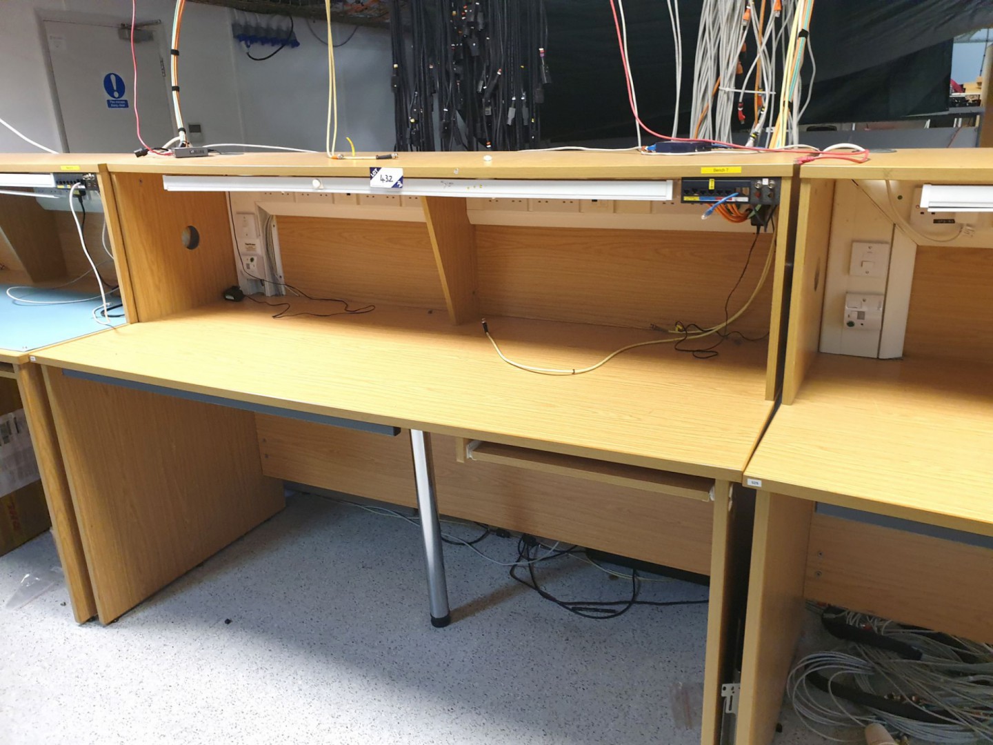 Gieffe light oak laboratory table with sockets, 19...