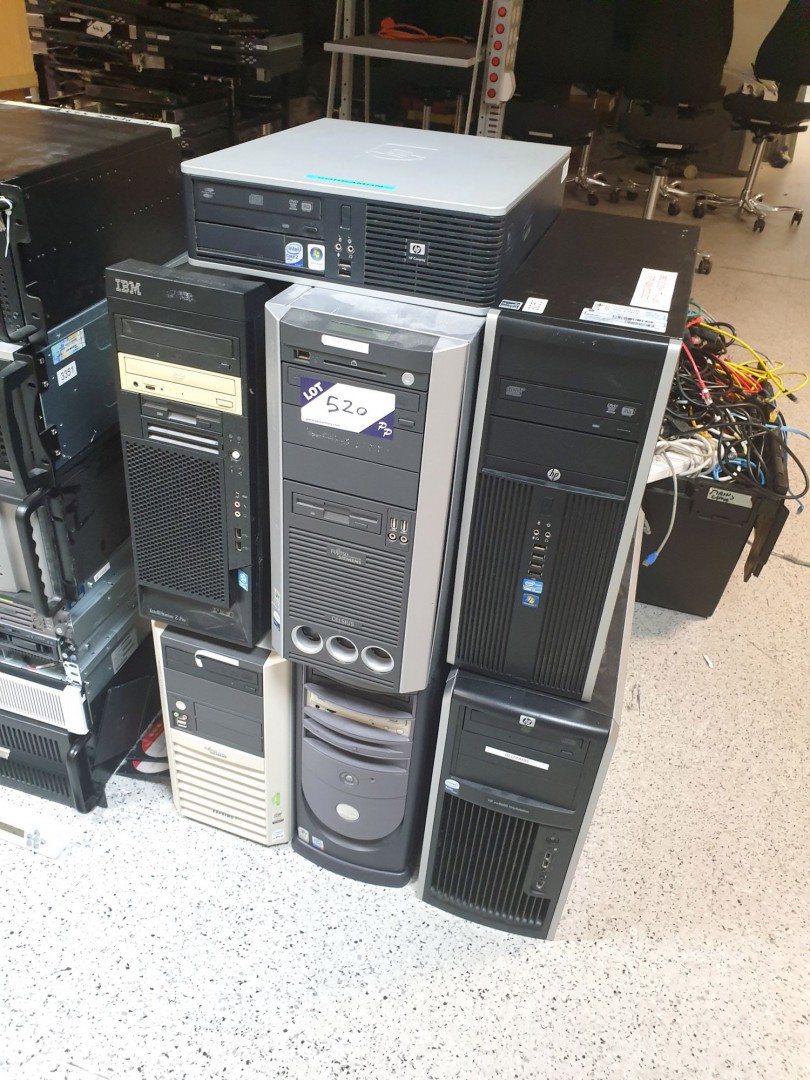7x various PC base units inc: HP, IBB, Fujitsu etc
