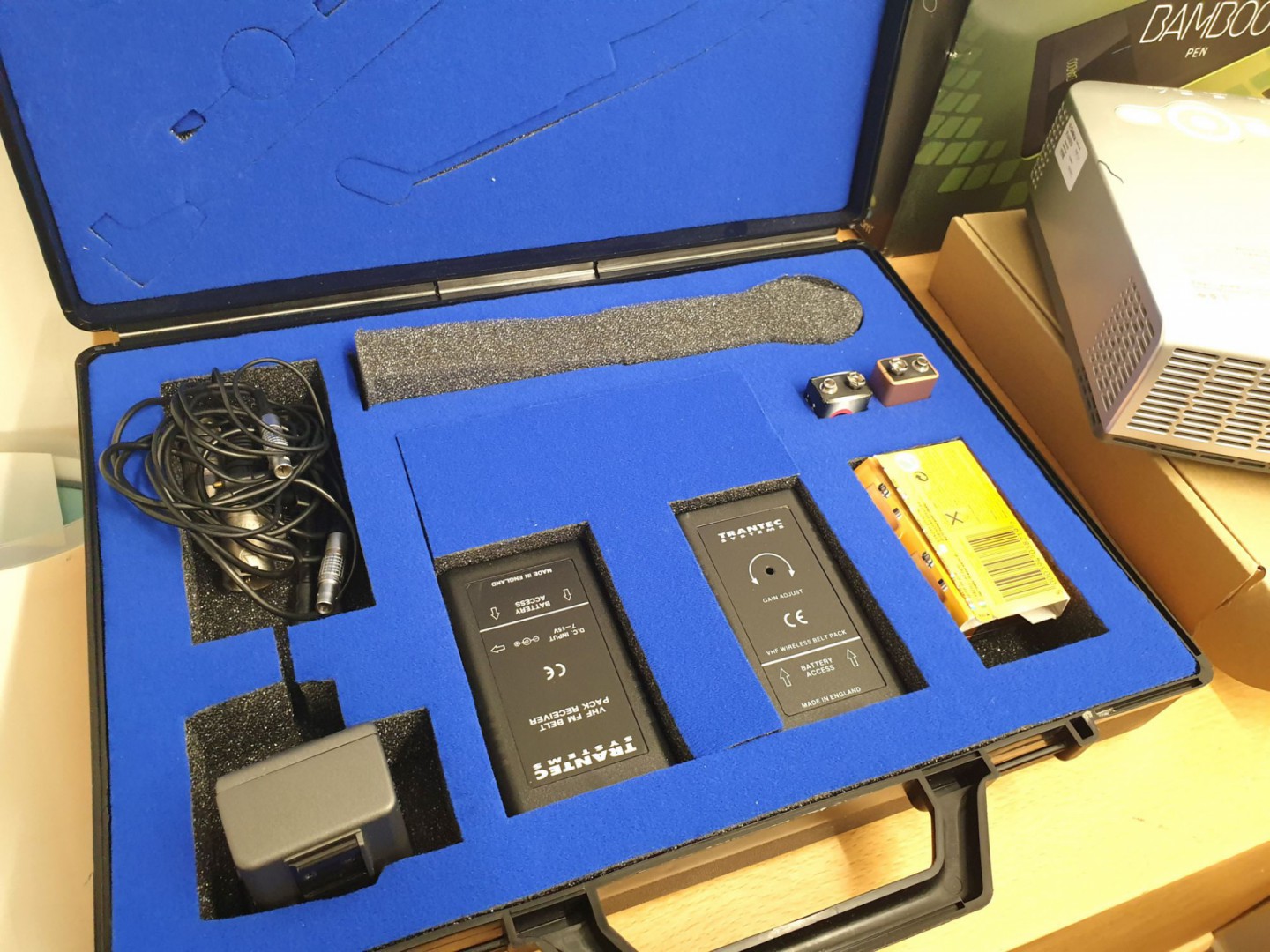 Trantec System VHF FM belt pack receivers in carry...