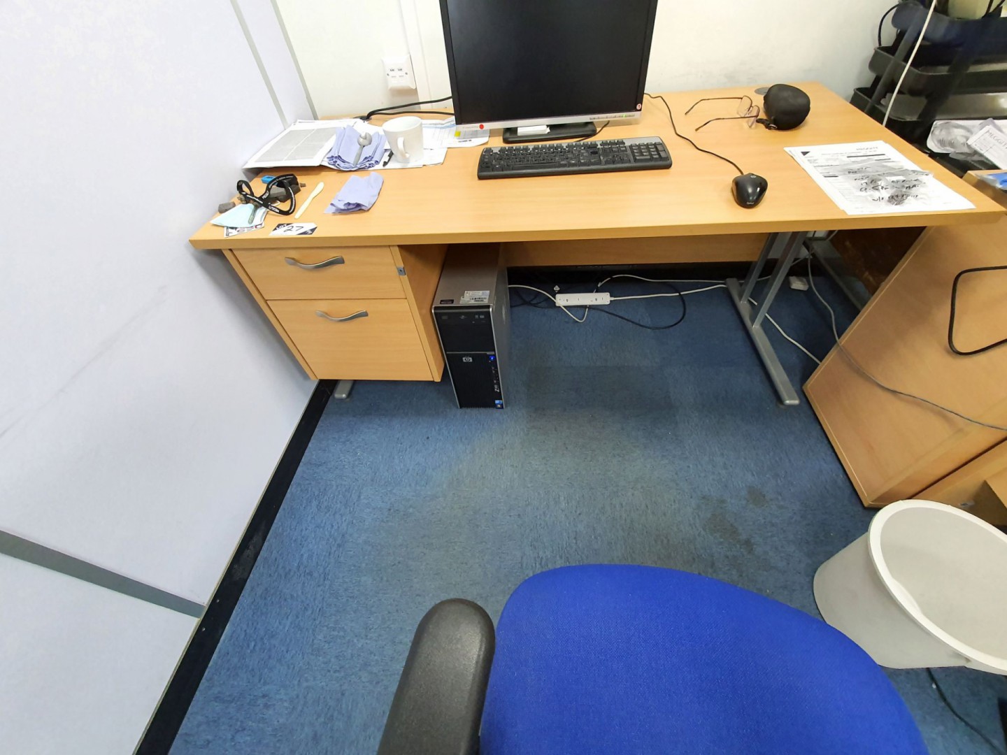 Beech effect desk, 1600x800mm with swivel chair, s...