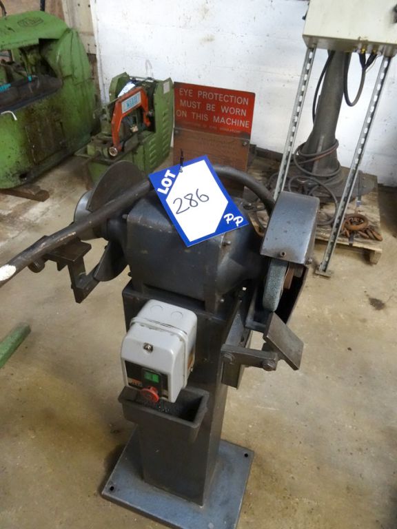 6" double ended tool grinder on base