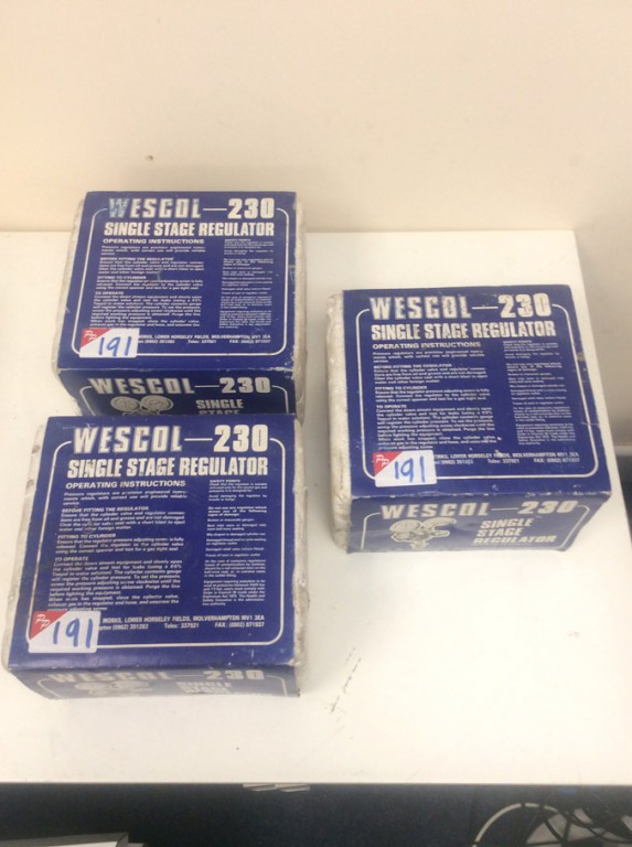 3x Wescol 230 single stage regulators
