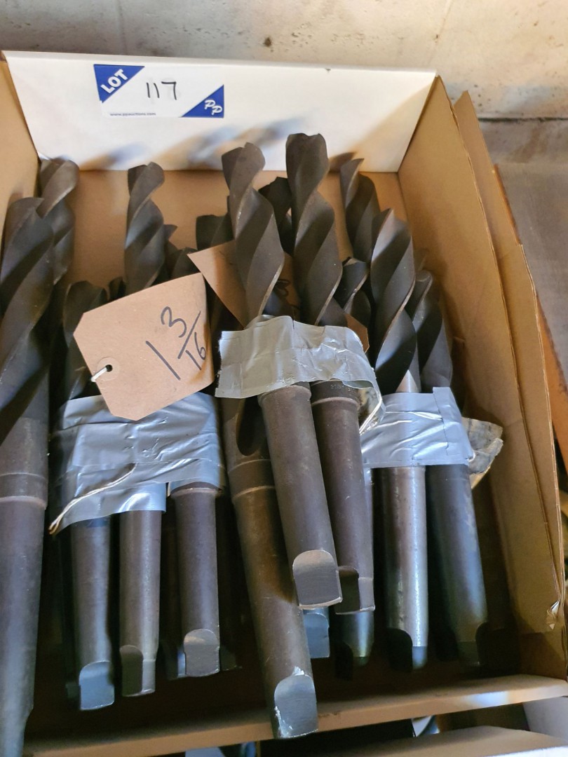 Qty various HSS taper shank drills to 1 13/32" - L...