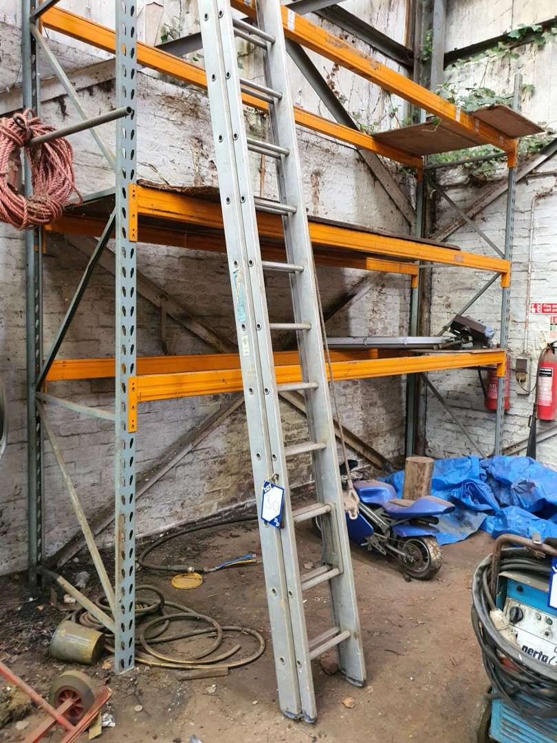WJ Clow aluminium double rope ladders, 10m approx...