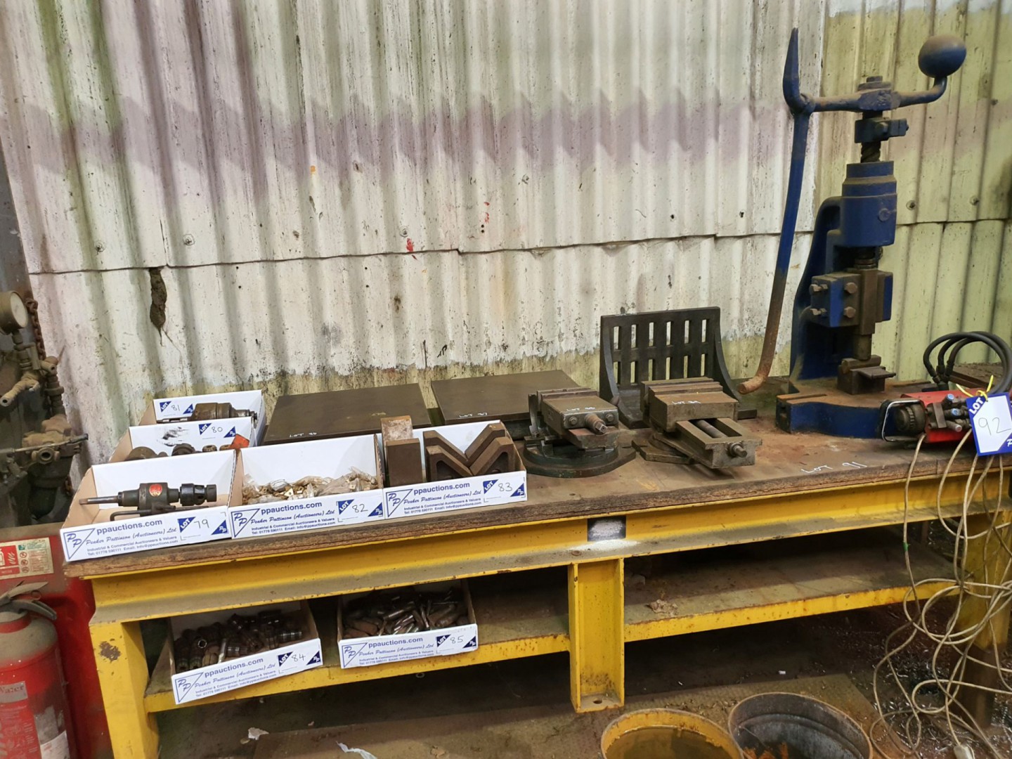 Norton 5 flypress on wooden top steel frame workbe...