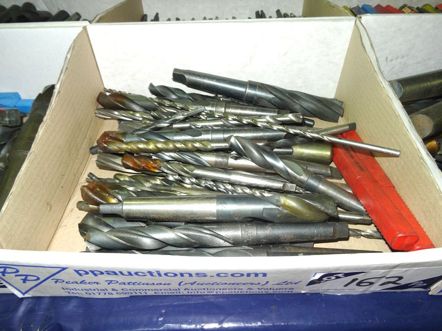 Qty various HSS taper shank drills to 15/16" appro...