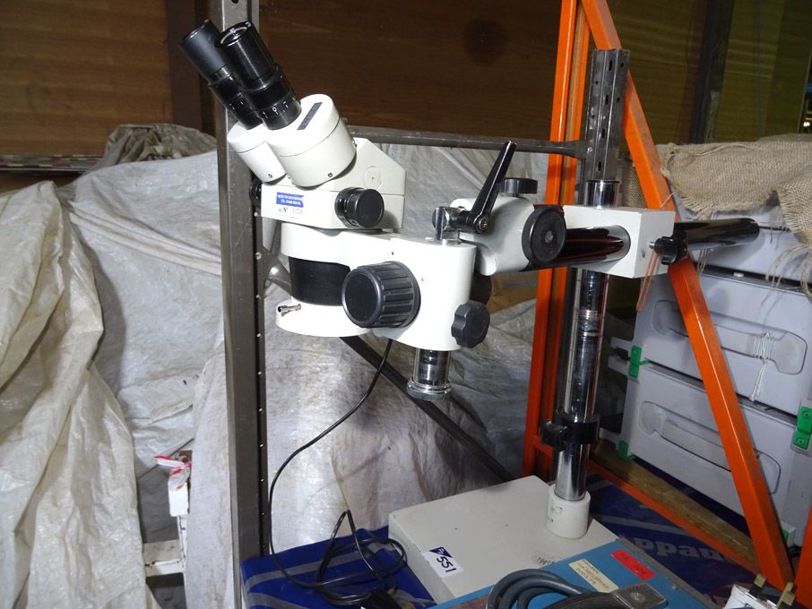 Microscope on stand with light, 240v - lot located...
