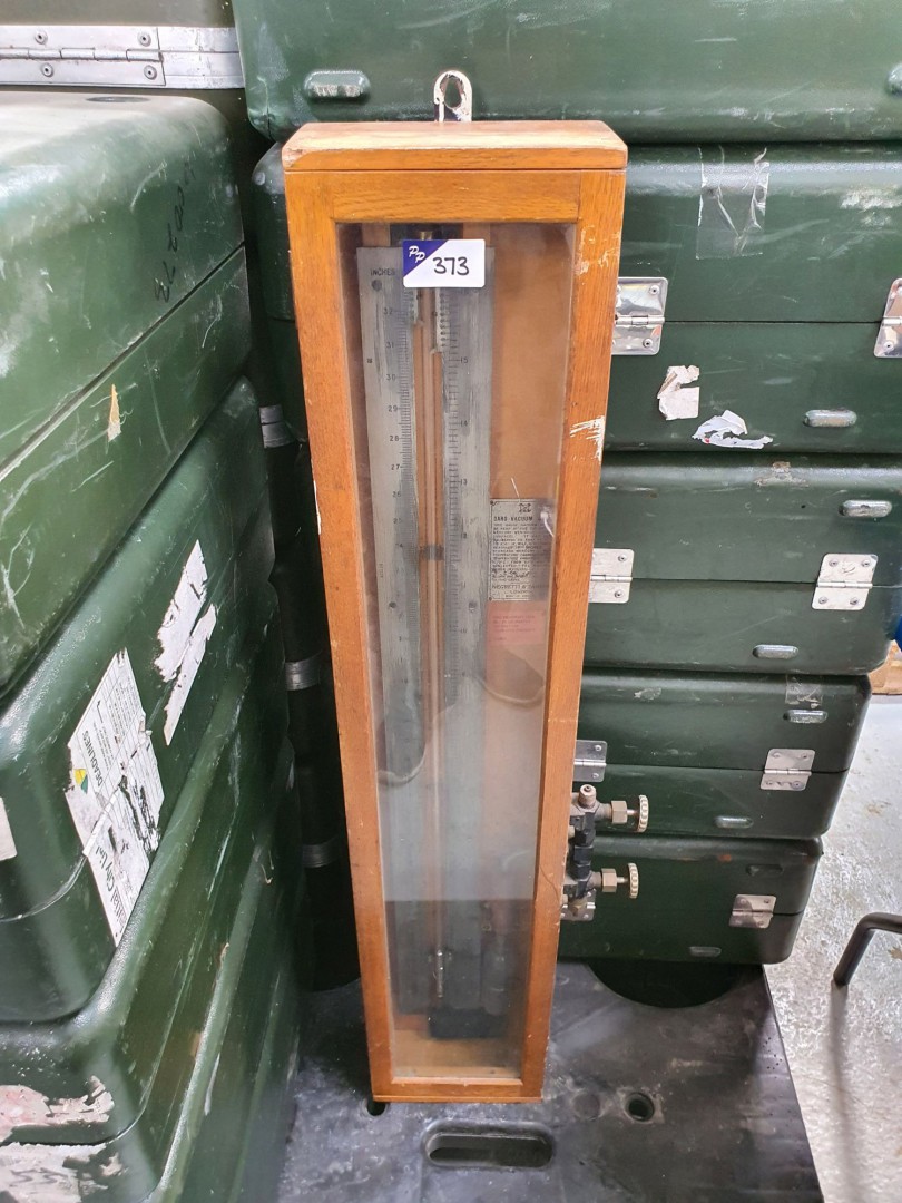 Negretti & Zambra baro-vacuum gauge in wooden & gl...