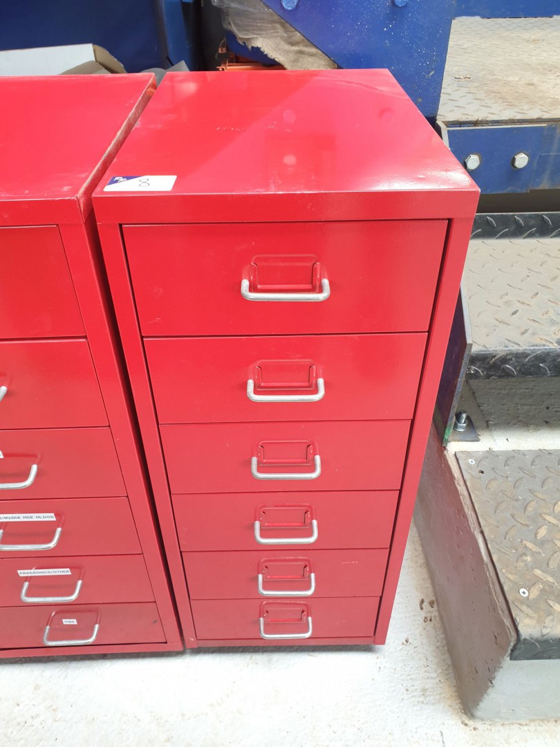 Ikea Helmer red metal 6 drawer storage cabinet, 28...