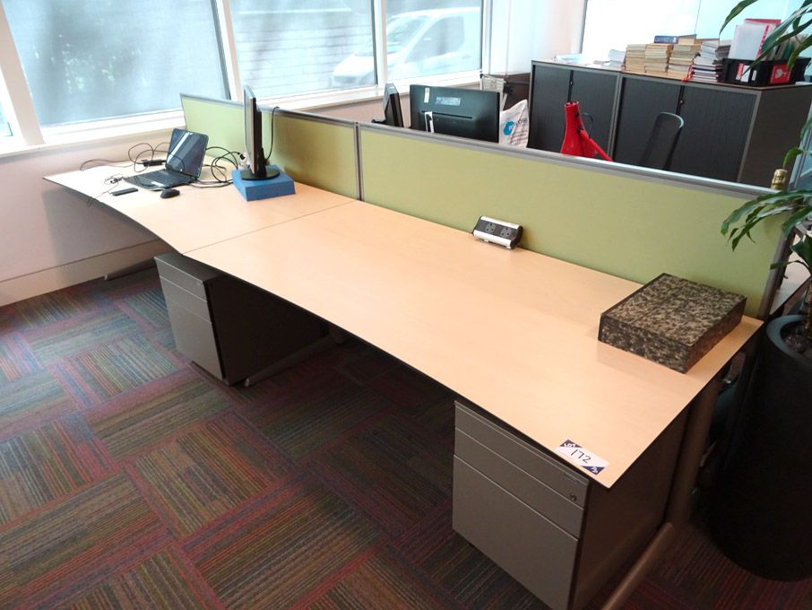 4x Ahrend 1800x900mm maple office desks, 4x grey m...
