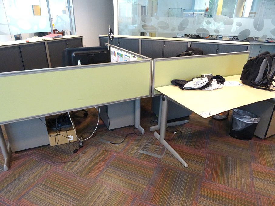 Ahrend 3 section 1800x900mm maple office desks, gr...
