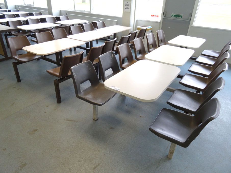 10x brown / cream 4 seater canteen tables, 1000x60...