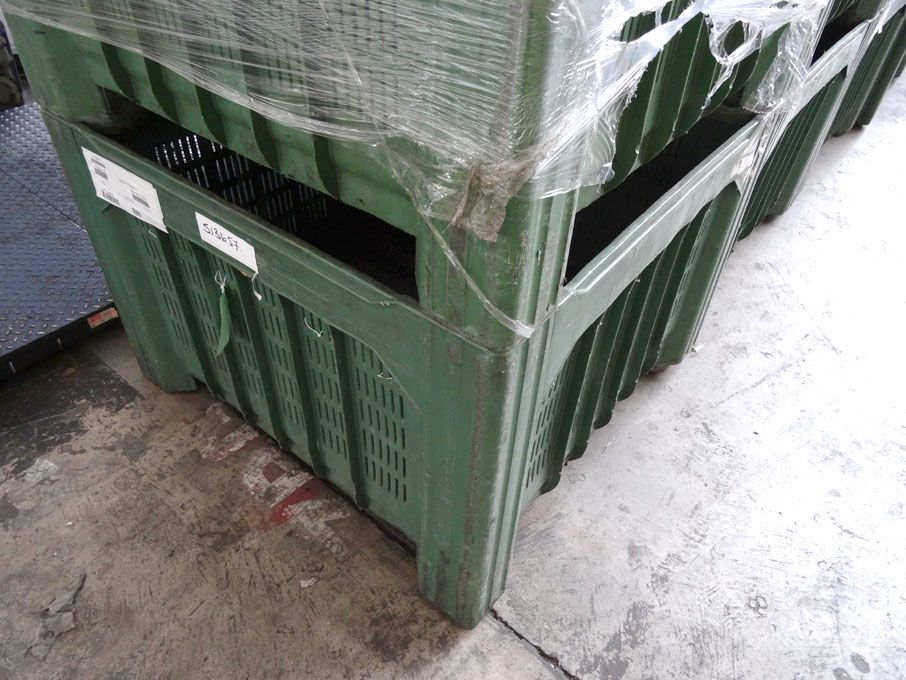 10x green plastic solid sided stackable stillages,...