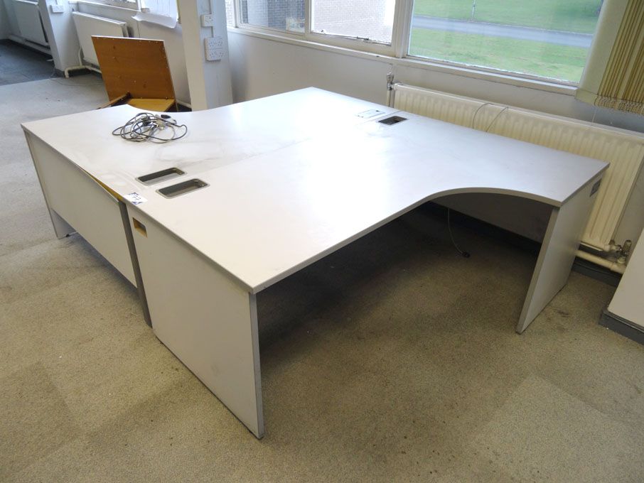 2x FFC grey 1800x1200mm 'L' shape computer tables