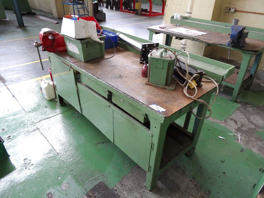 1850x850mm metal frame workbench with Record bench...