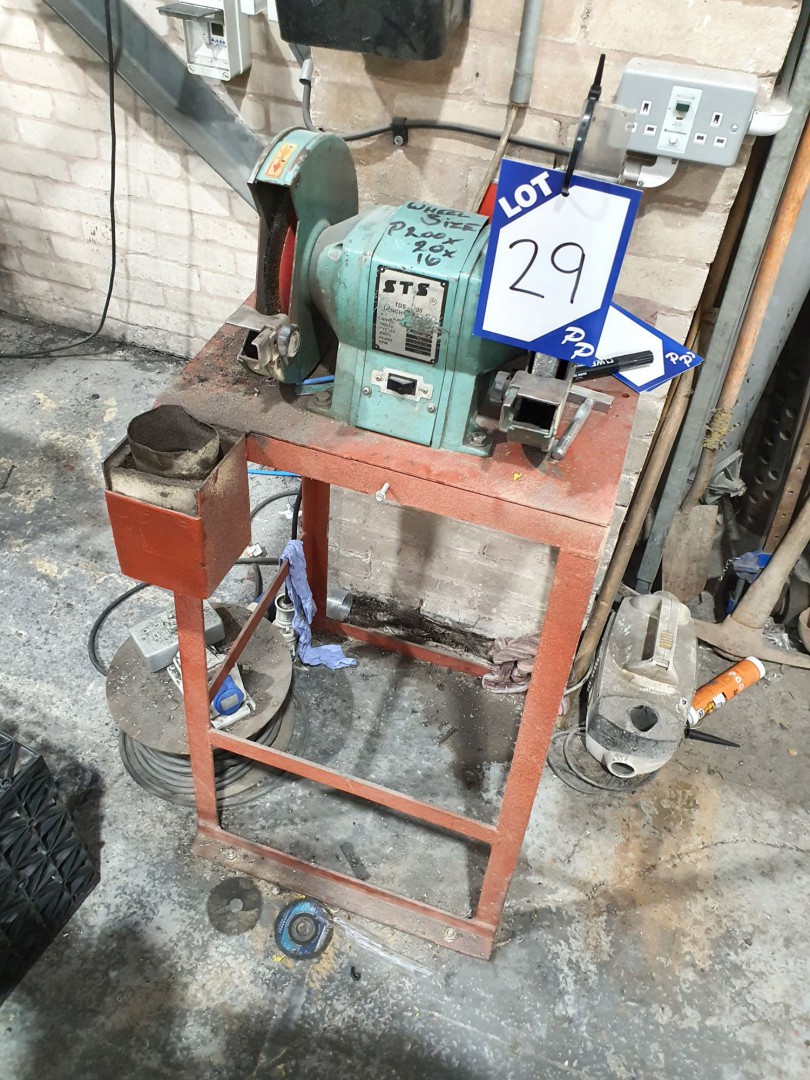 STS double ended grinder on metal stand