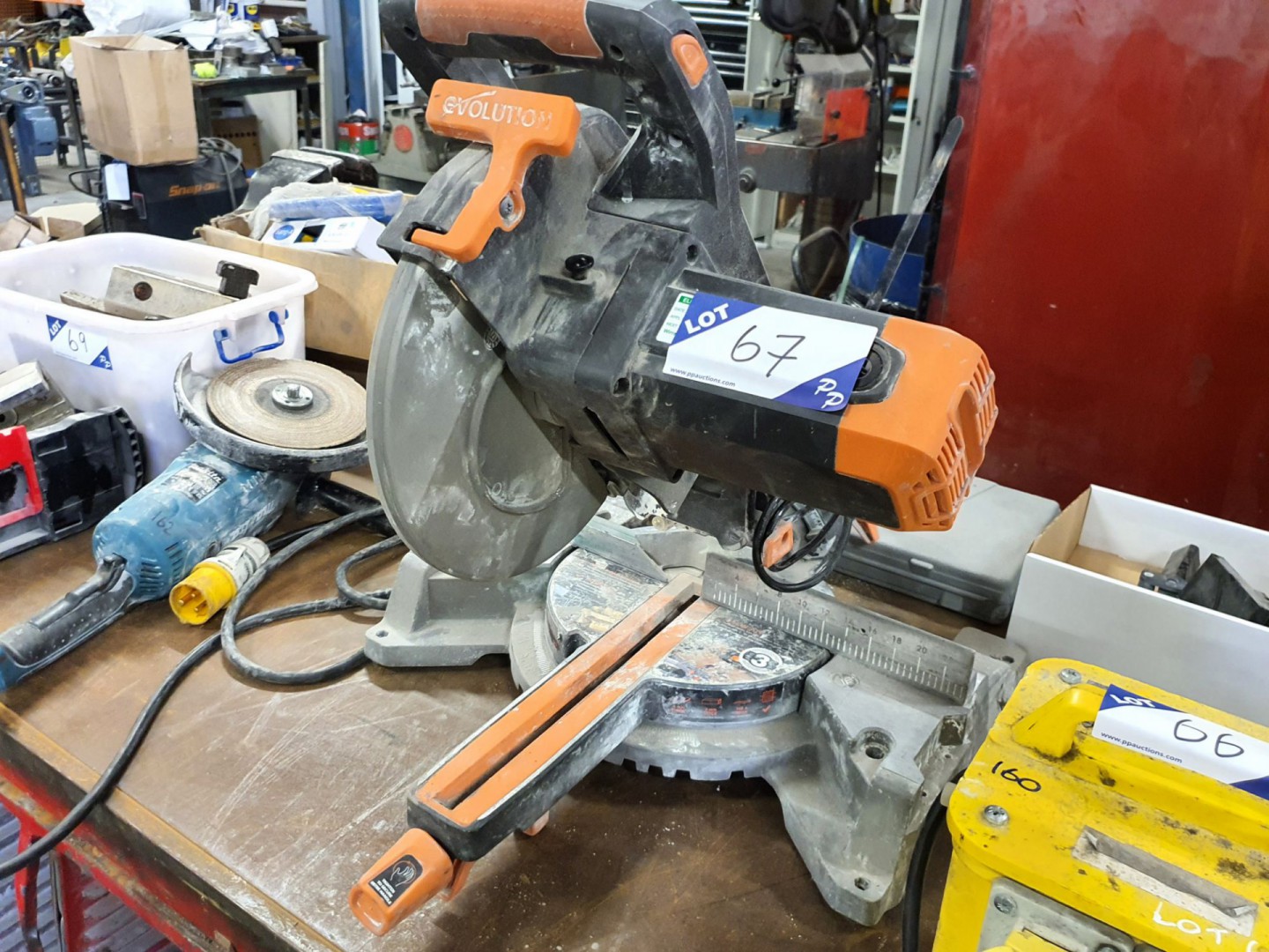 Evolution R255 SMS sliding mitre saw, 240v