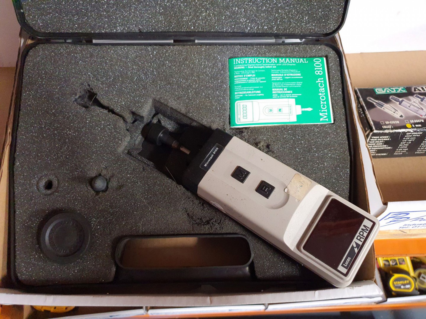 Lucas 8100 Microtach tachometer in case