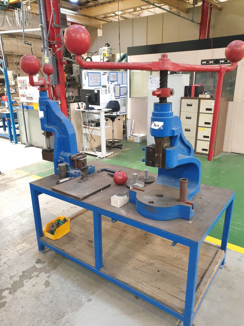 Norton 6DB & No 3B flypresses on 1670x900mm metal...