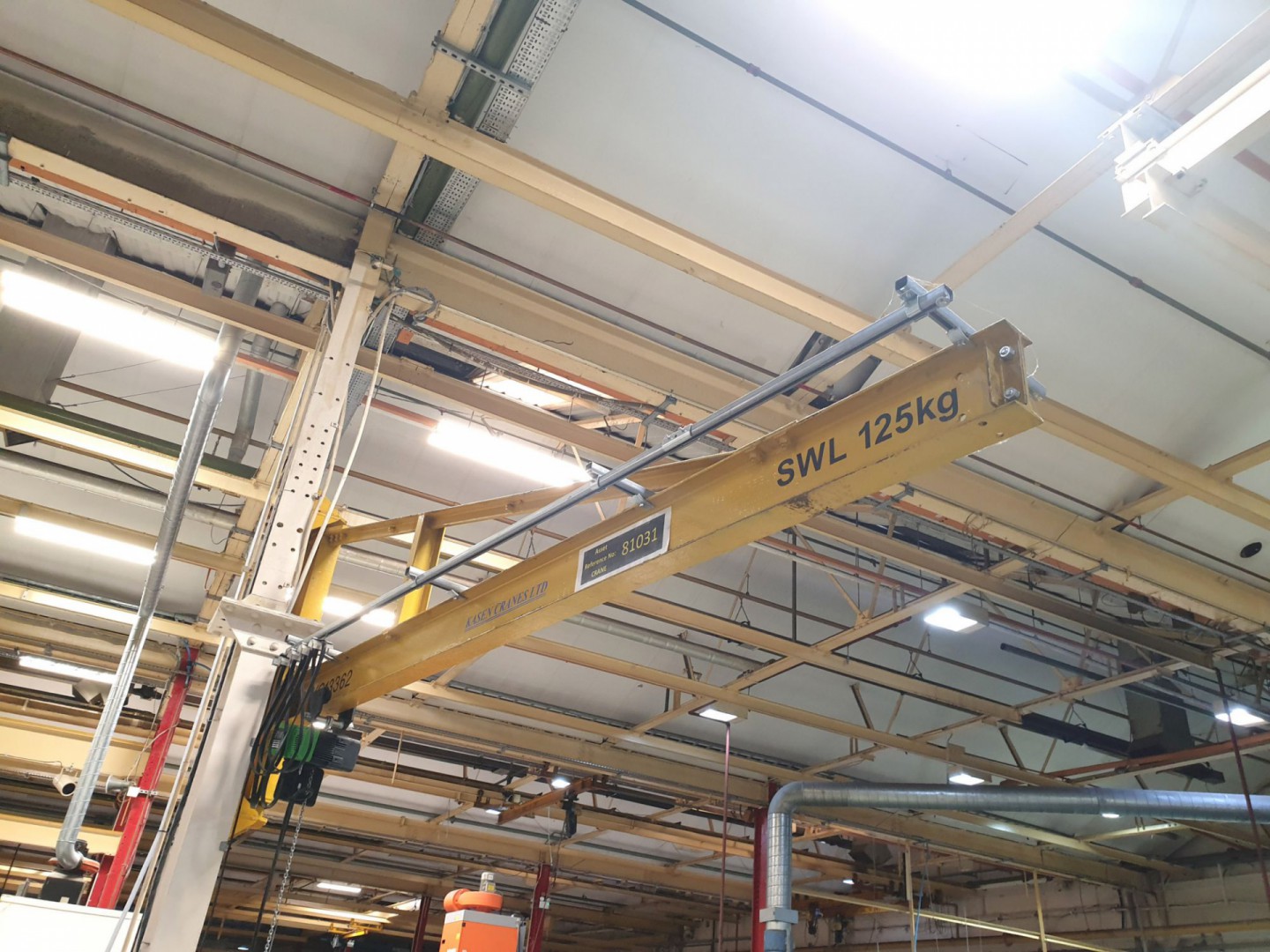 Kasen girder mounted swing jib, 12ft span approx,...