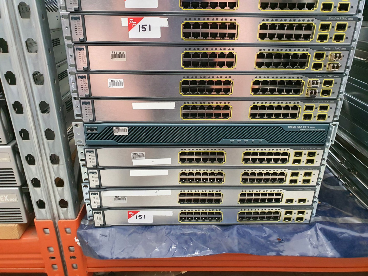 7x Cisco 3750G network switches, Cisco ASA 5510 ad...
