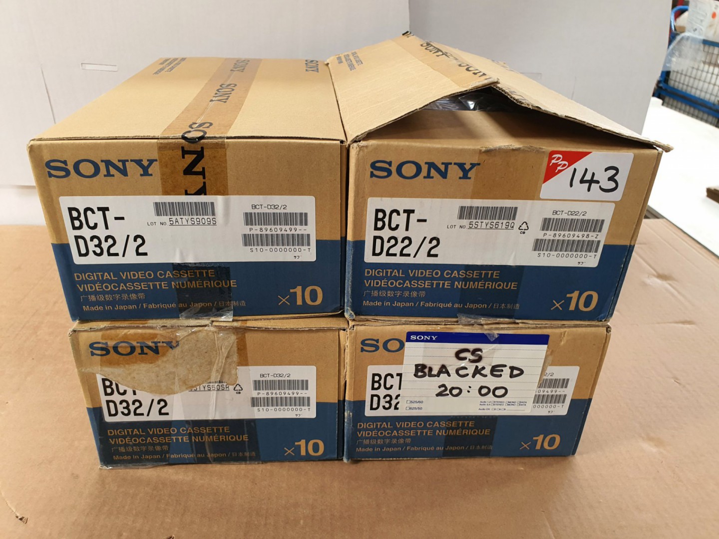 4 boxes Sony BCT-D22/2 digital video cassettes, 10...