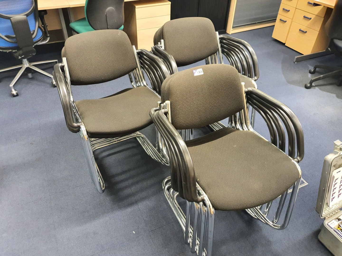 14x black chrome leg stackable meeting chairs