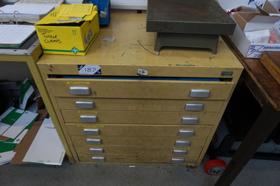 7 drawer metal storage cabinet with contents inc:...