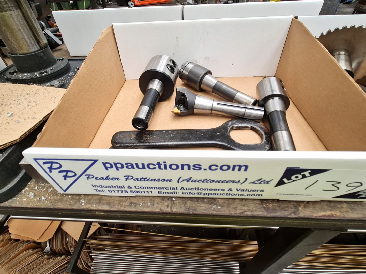 Various R8 tool holders with tools