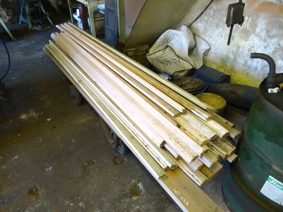 Qty various wooden architrave on trolley