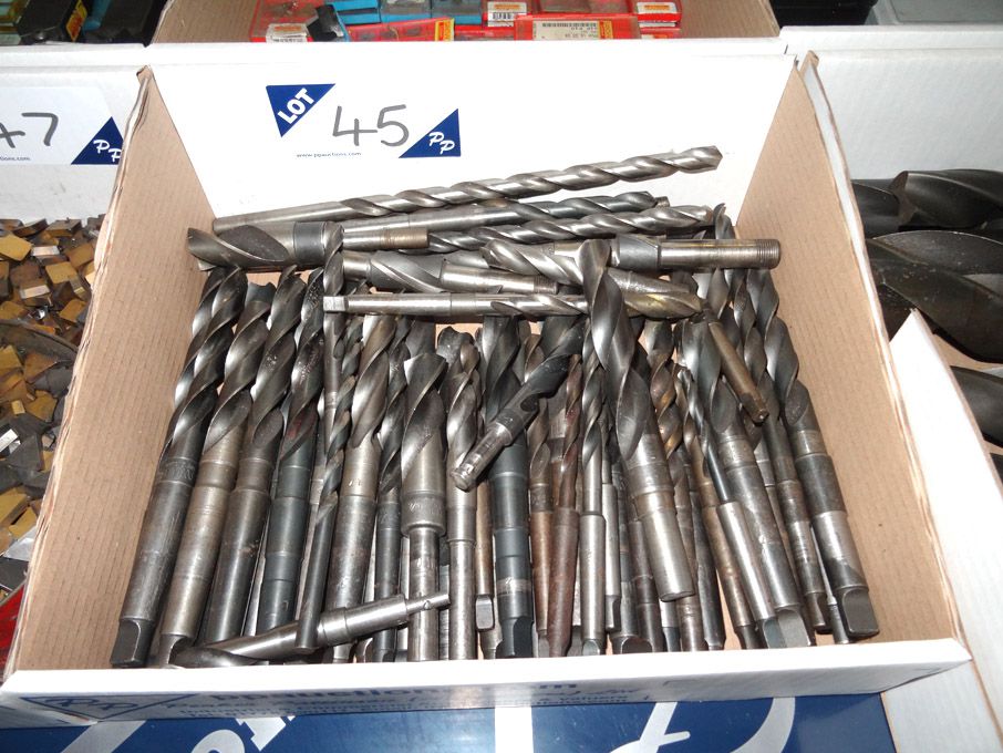 Qty various HSS taper shank drills to 13/16" appro...