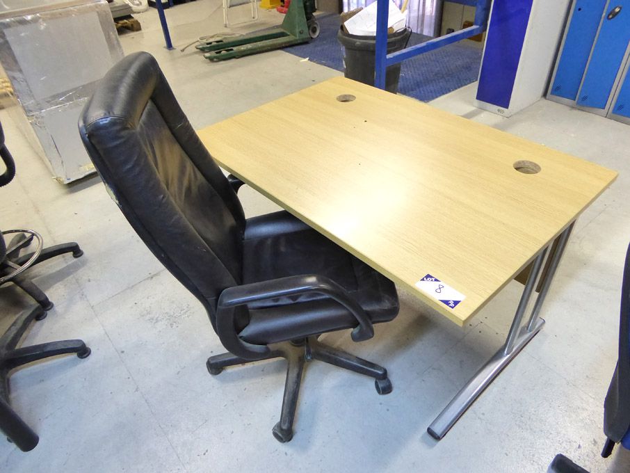 1200x800mm light oak table with black swivel chair