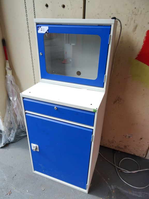 Bott white / blue metal computer cabinet
