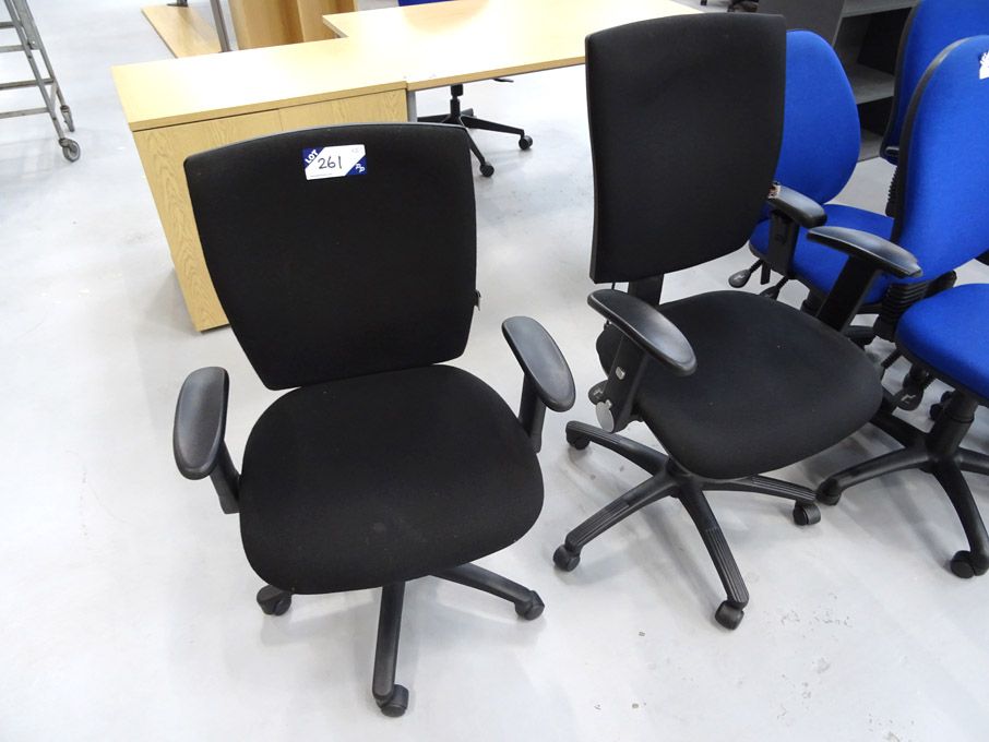 2x Office Team black upholstered swivel chairs