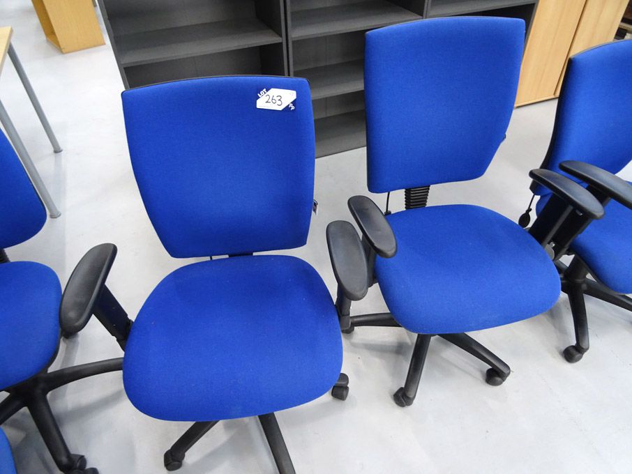 2x Office Team blue upholstered swivel chairs
