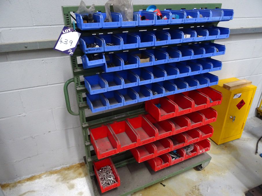 Mobile storage trolley with Qty various plastic st...