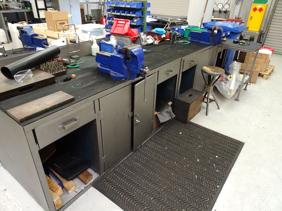 2x metal workbench with built in storage & bench v...