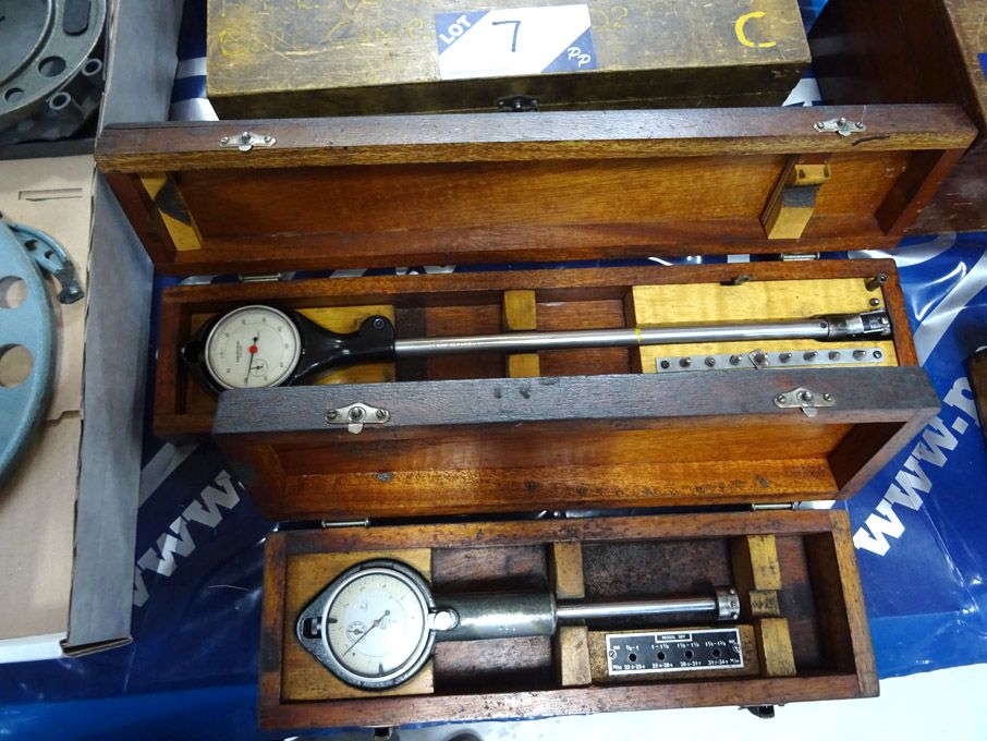 John Bull & Mercer dial bore gauges in wooden case...