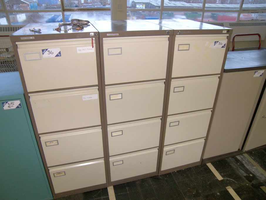 3x Roneo Vickers 4 drawer metal filing cabinets