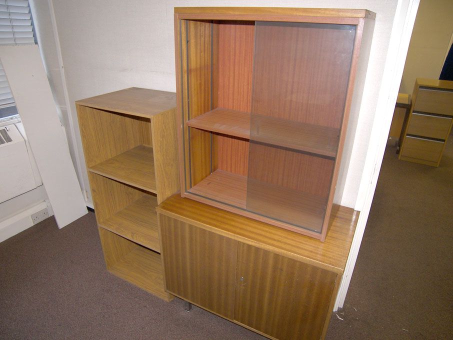 Contents of office inc: oak tables, filing cabinet...