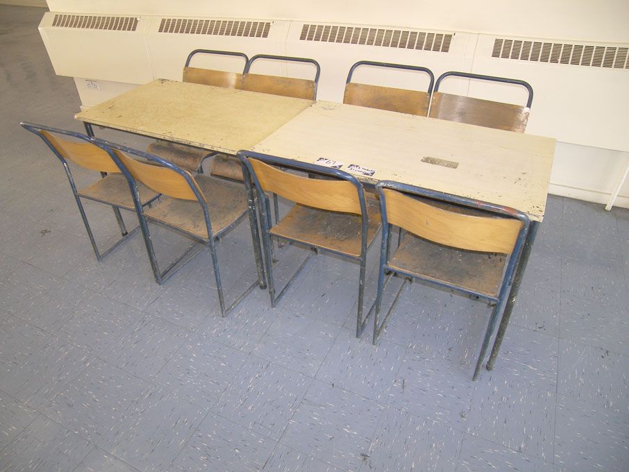 13x 1070x670mm metal frame canteen tables with 31x...